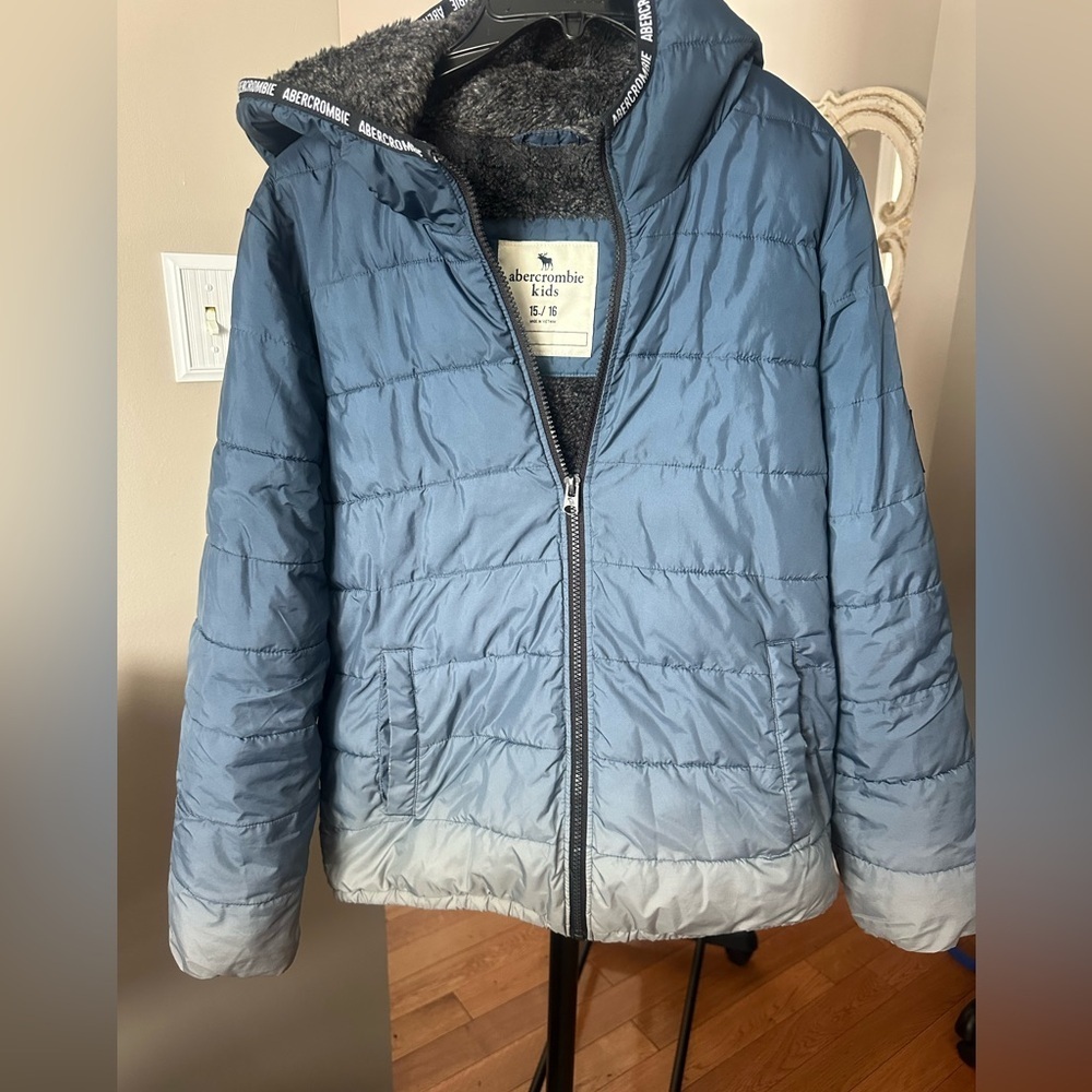Abercrombie & Fitch Kids Blue and Gray Puffer Jacket